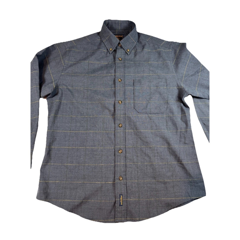 Woolrich Shirt Mens M Blue Check Heavy Flannel‎ Cotton Button Front Casual Work